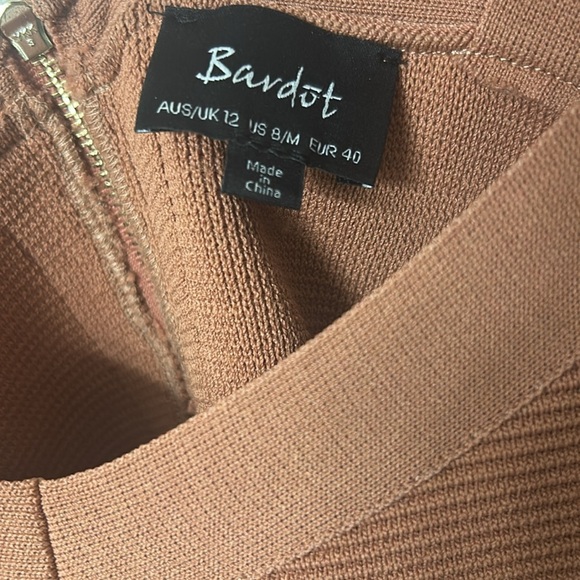 Bardot Katy Knit Dress Chestnut Tan Medium 8 - Picture 6 of 10